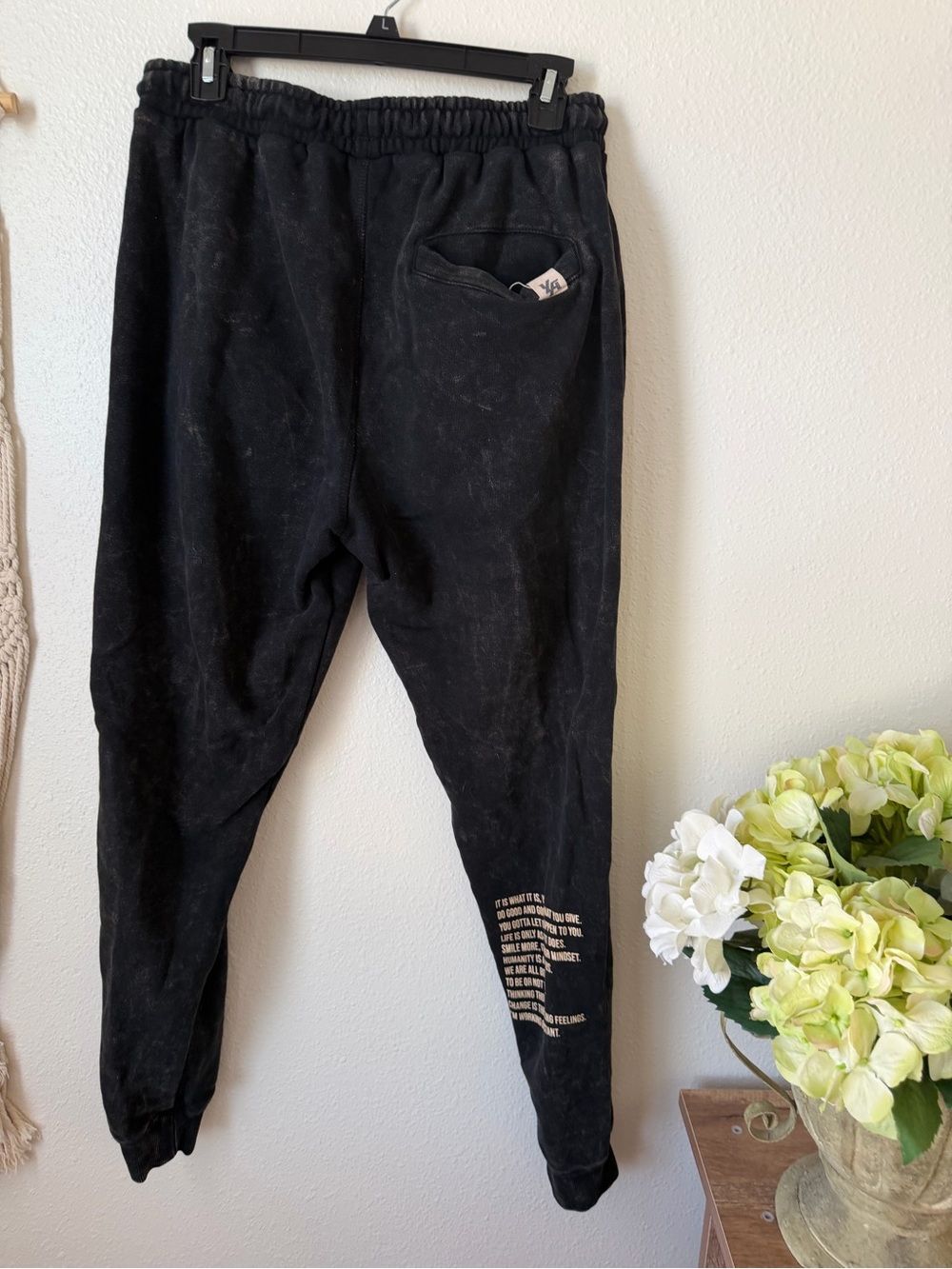 YoungLA M443 Black Washed Crewneck Sweatshirt and matching Joggers M430 - Picture 7 of 9